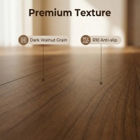 Plancher R10 antidérapant en noyer foncé - Plancher multicouche à lames individuelles antibactérien pour restaurants, salles à manger et parcs extérieurs