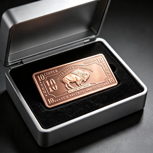 Pièce d'art de collection rectangulaire en cuivre de 10 onces, motif bison, frappée à l'origine, en forme de lingot de monnaie - Product Image 4