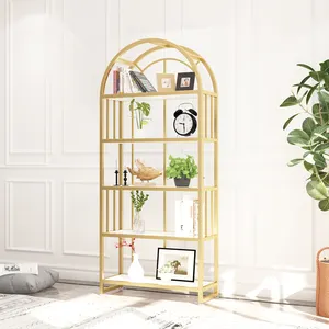 Gold Semicircular Book Flower Antique Multi-layer Metal Display Shelf