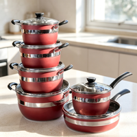 Ensemble de 12 ustensiles de cuisine universels au design moderne avec poêle, marmite et casserole à lait pour la cuisine