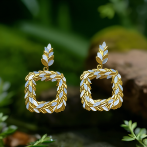 Pendientes de Moda con Diseño de Hoja Cuadrada, Acero Inoxidable 316L, Baño de Oro PVD, Joyería de Diseño - Product Image 3