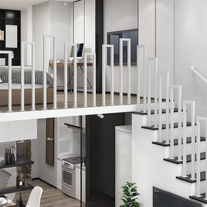 Rampe d'escalier moderne en métal blanc, autoportante pour intérieur, hauteur 75 cm, design minimaliste pour appartements loft et intérieurs résidentiels - Product Image 4