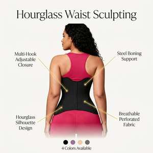 Corset de maintien et de mise en forme pour femme, personnalisé, en latex naturel respirant, avec rembourrage effet soie glacée, pour le sport et le fitness - Product Image 4