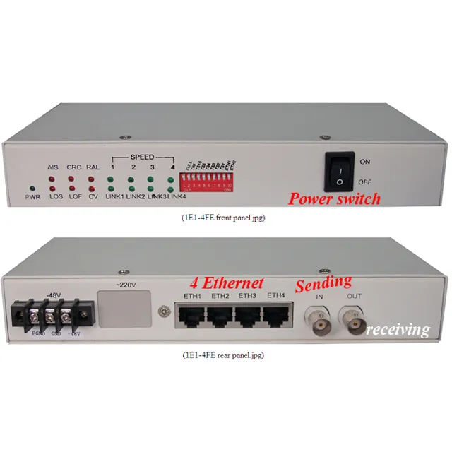 2-Kanal e1 E1/Ethernet-Konverter E1 zu 2 LAN-Ports G.703 zu Ethernet 10/100M Protokoll-Konverter
