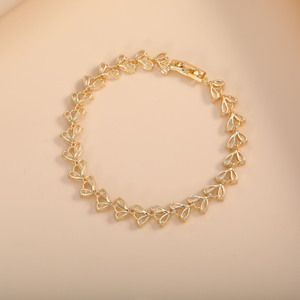 European American Zircon <b>Bracelet</b> For Women Plant Shape Wedding Jewelry Silver Tone Claw Setting Fashionable Elegant Light - Product Image 2
