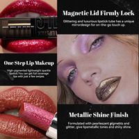 Rouge à lèvres hydratant longue tenue effet mat et scintillant, enrichi en minéraux, fini métallique brillant, 4g, en gros