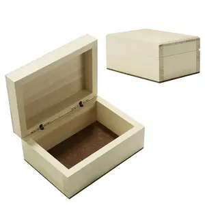 ना अधूरे छोटे लकड़ी के शिल्प डाई उपहार बॉक्स भंडारण बॉक्स हिंग ढक्कन के साथ भंडारण बॉक्स