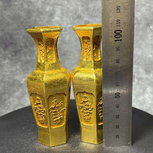 정교한 금도금 육각형 꽃병 한 쌍, 전통 중국 문화 장식품, 가정 사무실 선반 전시용 선물 - Product Image 6