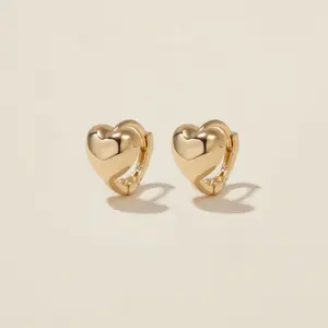 LOZRUNVE 925 Sterling Silver 14k 18k Gold Plating Vermeil Minimalist Bubble Puffed Heart Huggie Earring