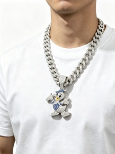 Collar con Colgante de Pato de Dibujos Animados Europeo y Americano al por Mayor, <span class=keywords><strong>Cadena</strong></span> Cubana de Aleación de Zinc Chapada en Oro Estilo Hip-Hop para Aniversario - Product Image 4