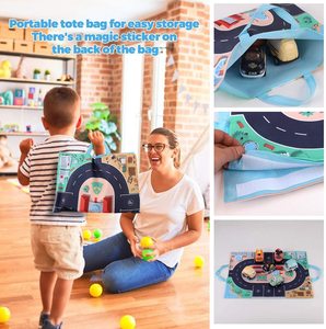 Ensemble de 6 voitures en plastique à <span class=keywords><strong>friction</strong></span> unisexe, tapis de jeu, sac de rangement pour bébé, jouets éducatifs pour les tout-petits - Product Image 6