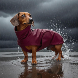 بيع بالجملة فاخر كلاسيكي للربيع مقاوم للماء كلب الصلصال سترة المطر لداشوند وينر داكيل باسوتو مصمم لطيف الحيوانات الأليفة - Product Image 1