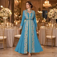 Robe longue YSYL 2026 exquise brodée de fleurs pour femme, avec ceinture intégrée, manches longues, robe de soirée formelle modeste, Abaya