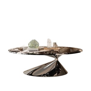 <span class=keywords><strong>Table</strong></span> Basse Soucoupe Volante <span class=keywords><strong>de</strong></span> Luxe Léger, Style Moderne Wabi-Sabi Rétro, en Marbre et Acier Inoxydable, Durable, avec Rangement, Décorative pour <span class=keywords><strong>Salon</strong></span> - Product Image 5