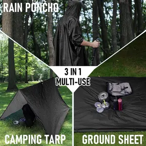 WOQI Portable Waterproof Single Person Polyester Add TPU Coating Rain Coat For Adults Unisex