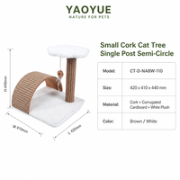Árbol para Gatos Pequeño de Corcho, Poste Individual Semicircular con Parte Superior de Felpa, Poste Rascador Corrugado, 420 x 410 x 440 mm