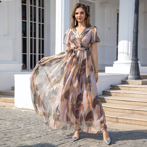 Dubai Ropa musulmana Djellaba Ropa de <span class=keywords><strong>mujer</strong></span> Vestido floral Vestido de noche al por mayor - Product Image 3