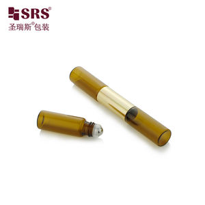 Botella de bola de rodillo de doble extremo 4ml + 4ml 8ml Rollo esmerilado en botella de rollo cosmético Botella de vidrio de doble tubo con rodillo - Product Image 1