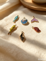 Pendentif en émail marin en forme de poisson et de coquillage, en acier inoxydable plaqué or 18 carats, pour la création de bijoux DIY