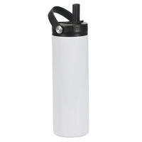 Gobelet isotherme en acier inoxydable de 20 oz, vierge pour sublimation, modèle mince et droit, avec couvercle et paille