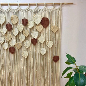 Nouveau rideau mural en <span class=keywords><strong>macramé</strong></span> personnalisé avec des feuilles, rideau en <span class=keywords><strong>macramé</strong></span> pour mariage, toile de fond W9199 - Product Image 3