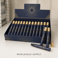 Flacon de parfum vide personnalisé, format stylo fin, 35 ml, avec capuchon côtelé doré, flacons de parfum en verre rechargeables de luxe, vente en gros