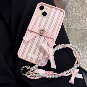 Chaîne de <span class=keywords><strong>téléphone</strong></span> double couche en perles avec nœud, pendentif et breloque tendance pour téléphones, cordon fait main, breloque de <span class=keywords><strong>téléphone</strong></span> en perles - Product Image 3