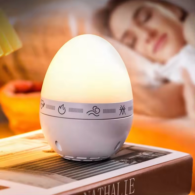 Portable Egg Shaped White Noise Machine Rotation Control Sleep Aid Machine With LED Night Light Baby White Noise Machine