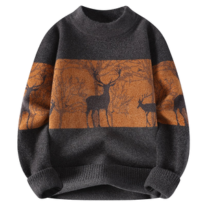 Thanh Niên Kích Thước Mùa Đông Dệt Kim Nửa Cao Cổ Áo Len Nhanh Chóng Khô Chống-Thu Nhỏ & Chống-Pilling Jacquard Mô Hình Thoáng Khí - Product Image 1