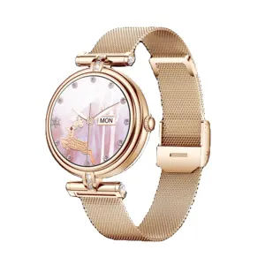 AK62 Hot Lady Gold 2024 Reloj inteligente Moda de lujo 1,09 pulgadas BT Call Mujeres Mujer IP67 Fitcloudpro Reloj inteligente Smartwatch