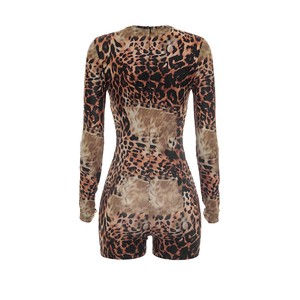 Viviblook D26RP221 Mono de Fiesta para Mujer, Estampado de Leopardo, Manga Larga, Diseño Hueco, Sexy, Ajustado, de Una Pieza, para Otoño - Product Image 5