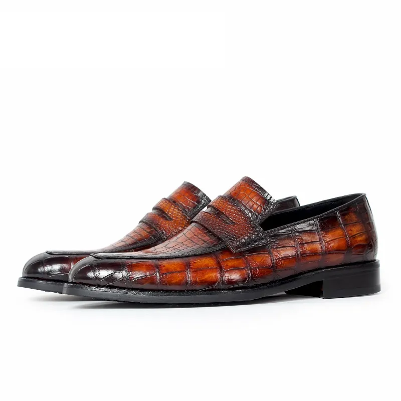 GFMA 2023 брендовые Роскошные вечерние свадебные туфли из натуральной кожи аллигатора мужская повседневная обувь для вождения из натуральной крокодиловой кожи мужские лоферы