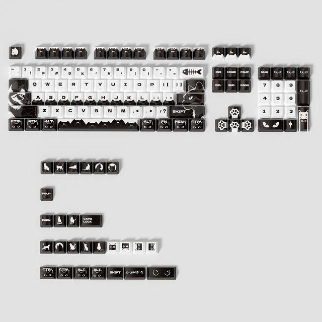 Anime Theme Black Cat Series PBT Gaming Heat Sublimation Process Personalized English Mechanical Universal Keycaps Original