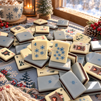 Set Mahjong Mewah Snow Ridge Hearth, 160 Buah Ubin Mahjong Amerika Dengan Tema Gubuk Pegunungan