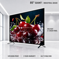 TV Pintar Anti-Ledakan 85 Inci 4K UHD Panel BOE Asli Layar Komersial Casing Logam untuk Area Publik