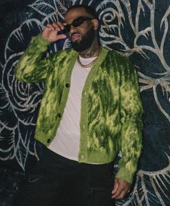 Maßgeschneiderter OEM Mohair-Pullover für Herren Flauschiger Langarm-Freizeitstrickpullover Winterjacke Gestrickter Cardigan Mohair-Strickpullover - Product Image 3