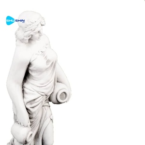 ヨーロッパの伝統的なデザインの手作り大理石の狩猟の女神像、裸の少女と魚の彫刻付き - Product Image 3
