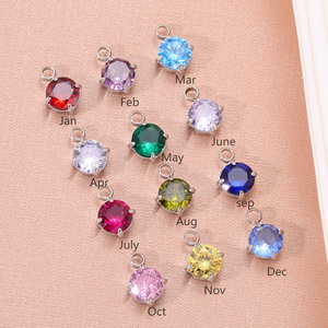 Breloques rondes en zircon 3A de 5 mm, pendentifs en acier inoxydable, accessoires pour la fabrication de bijoux DIY - Product Image 4