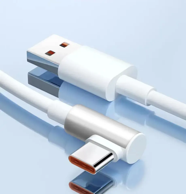 90 Degree 120W 6A L Shaped Turbo Charge Type-C Elbow Hyper Charger USB Fast Charging Cable TPE Material Mobile Phone & Tablet