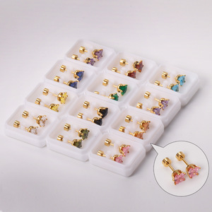 ต่างหูสแตนเลสรูปดาวประดับอัญมณีแบบหนามเตยสำหรับผู้หญิง เครื่องประดับสำหรับงานปาร์ตี้ - Product Image 2