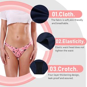 Bragas de satén para <span class=keywords><strong>mujer</strong></span>, protección de máxima absorción, fotos, Bikini, tela de bambú antibacteriana Natural, flujo pesado, novedad - Product Image 3