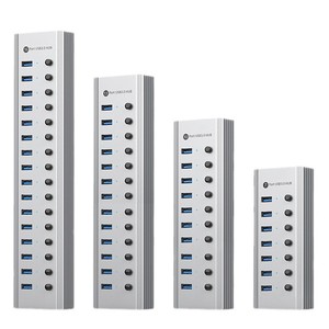 Hub USB 3.0 de 16 puertos con fuente de alimentación, expansión de grado industrial de aleación de aluminio para uso en oficina y escritorio - Product Image 3