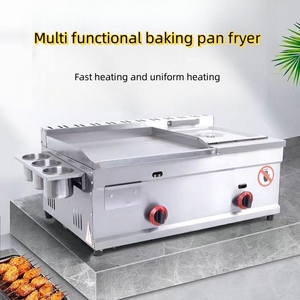 Poêle à frire en acier inoxydable Mini gril plat à gaz avec cylindre unique et <span class=keywords><strong>friteuse</strong></span> à panier unique - Product Image 2
