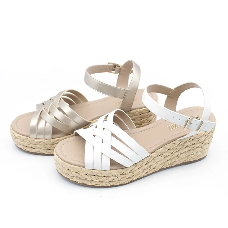 Fashion Ladies Classical Style High Raffia Wedge Women Sandals Platform Chunky wedge Heel Sandals