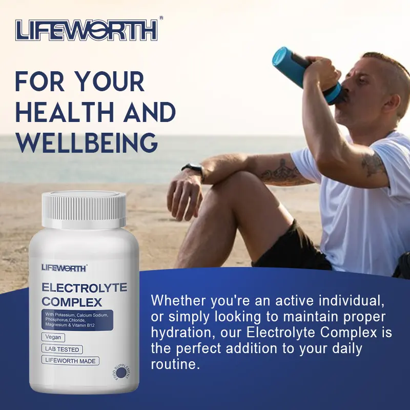 Lifeworth Potassium Magnésium Capsules Électrolyte Workouts Capsule d'endurance pour l'exercice Randonnée Essentials Récupération sportive