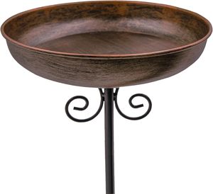 Nichoir élégant en fonte avec bol de bain d'oiseaux pour décor d'ornement de jardin extérieur - Product Image 1