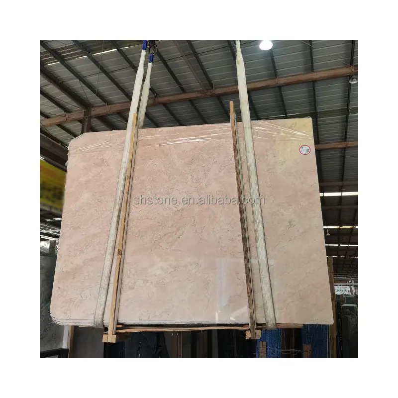 SHIHUI 도매 공장 가격 천연 돌 광택 핑크 크림 장미 대리석 석판 주방 조리대와 바닥