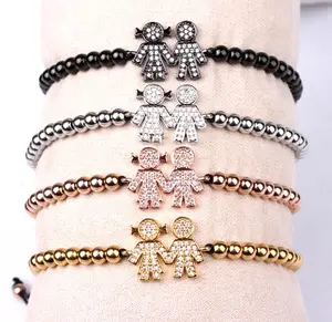 Bracelet plaqué or 18K, avec breloque <span class=keywords><strong>en</strong></span> macramé, bijoux perlés, <span class=keywords><strong>en</strong></span> acier inoxydable, pour fille et garçon, nouvelle mode - Product Image 1