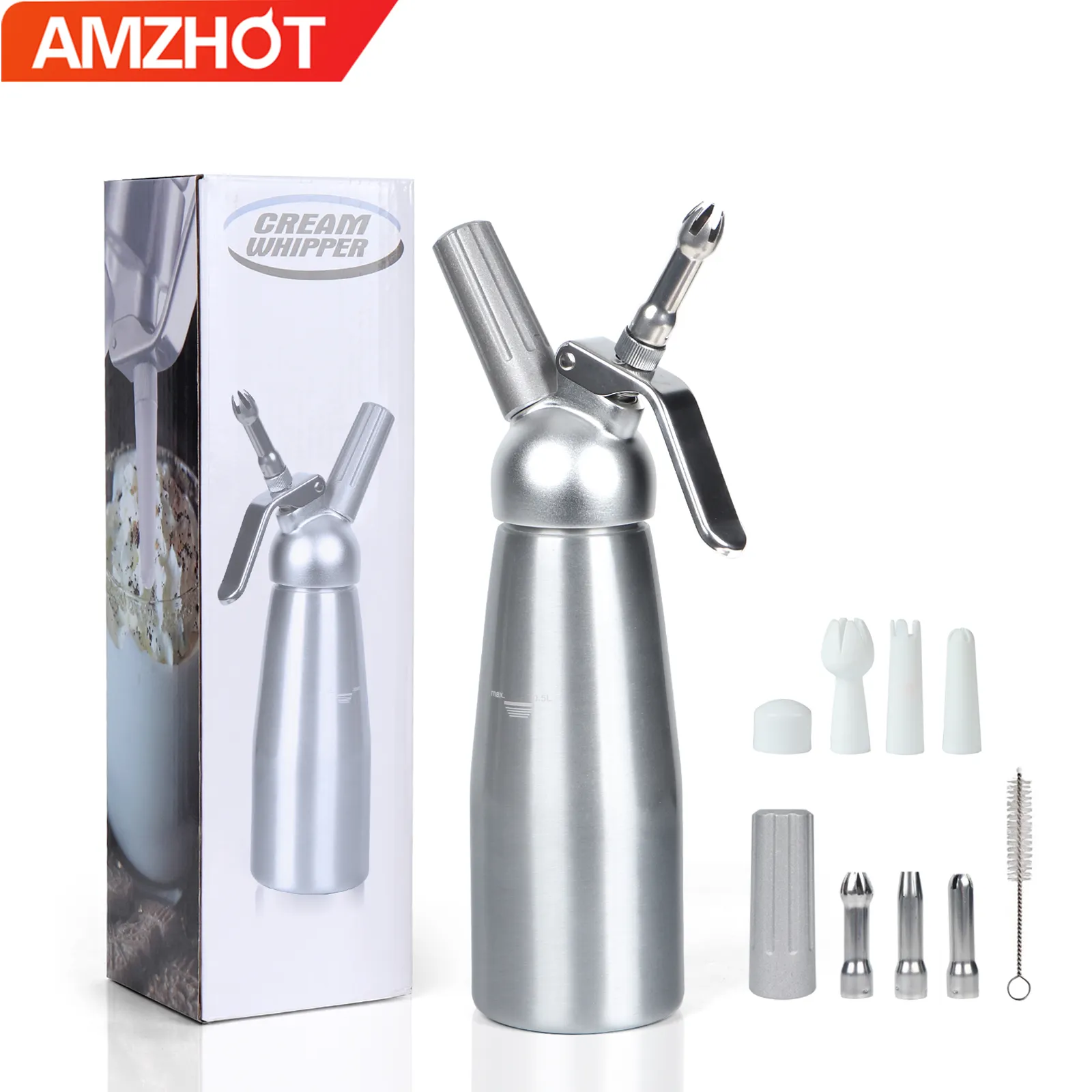 103-0011 Amz Hot Selling 2023 500Ml Slagroom Boter Dispenser Klopper Schuim Maker Rvs Professionele Room Maker