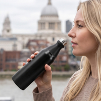 Bouteille isotherme à double paroi originale, réutilisable, en acier inoxydable, pour la course à pied